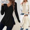 Moda Donna Casual Stampa Colore Unico Manica Lunga Scollo a V Camicie & Bluse Design Unico