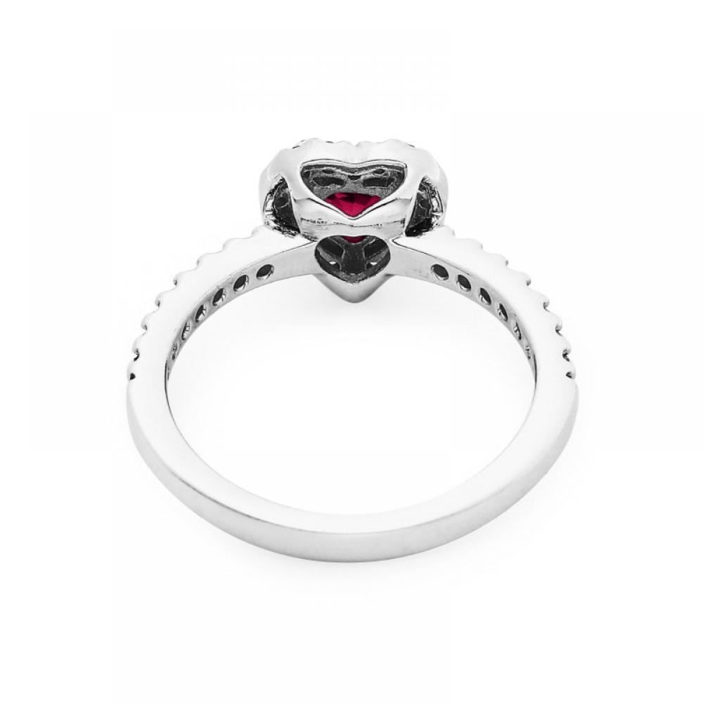 Pandora 198421c02 Inel Argint Inimă Elevată Roșu Strălucitor Atemporal