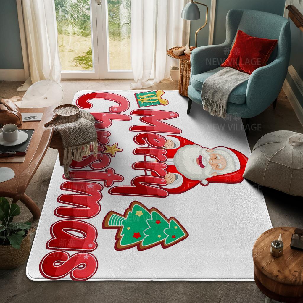 House Entrance Carpet Home Door Mat Living Room Bath Foot Bathroom Non-slip Water Absorption Rugs Bath Merry Christmas Winter