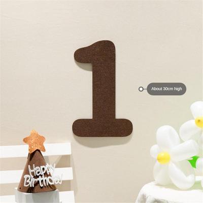 Felt Birthday Banner Ball String Felt Digital Happy Birthday Party Decor Kids Hanging Flag Pulling Flower Baby Shower Supplies