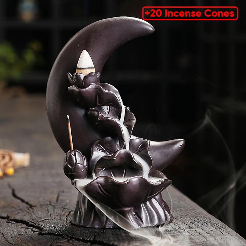 

Керамическая благовонная печь Flowback Художественная концепция Декор водопада Благовонная печь Ручная работа Йога благовония