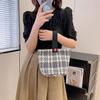 Canvas Plaid Tote Lunch Bag Stripe Top-handle Handbag Reusable Lattice Bucket Bag  Travel