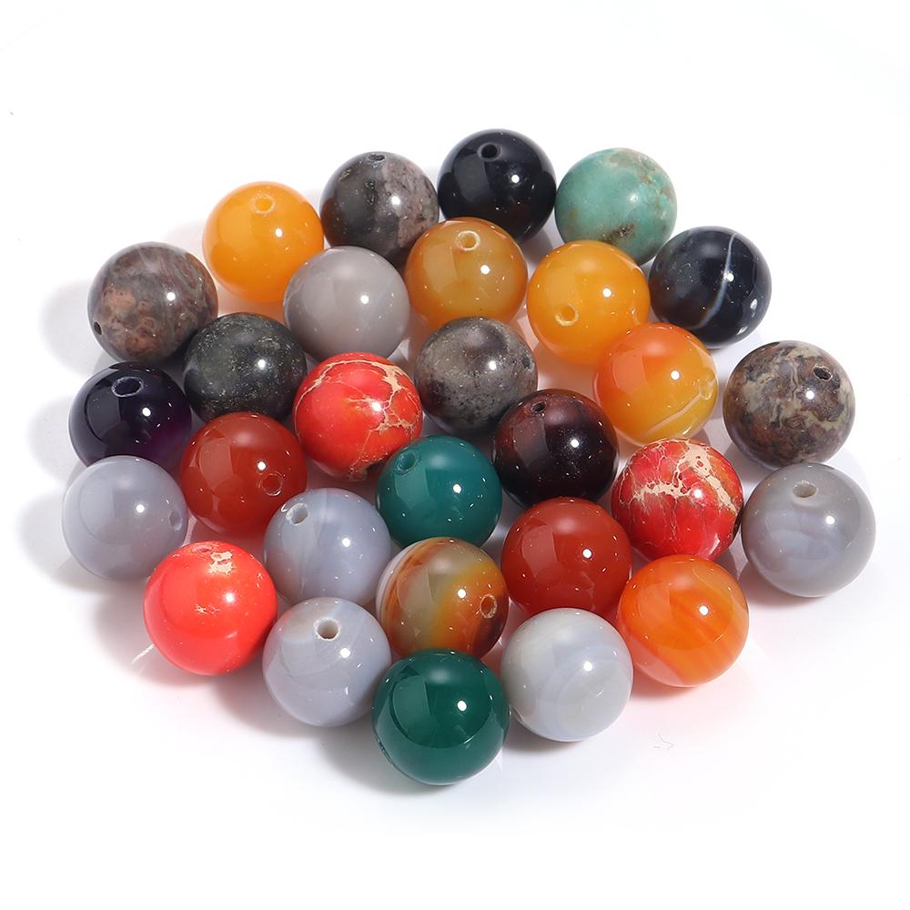 20-100pcs 4 6 8 10 12 14mm Natural Stone Beads Mixed Color Round Loose Beads For Jewelry Making DIY Necklace Bracelets Supplies