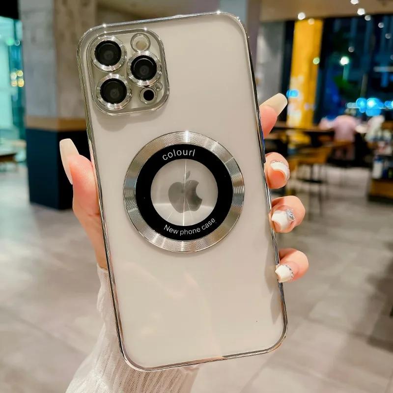 

Vanuoxin Camera Lens Magnetic Wireless Charging Shockproof Transparent Clear Case For iPhone 16 15 14 13 12 Pro Max Armor Cover For iPhone 13