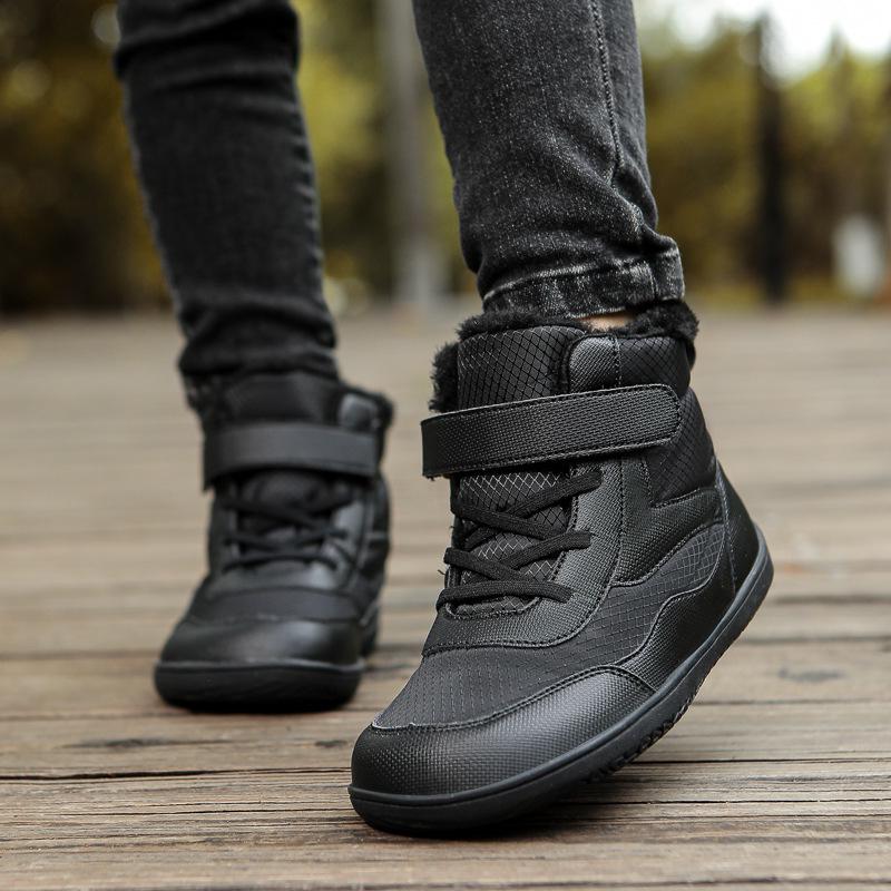 Wodoodporne Zimowe Buty Śniegowce Dziecięce Barefoot - Antypoślizgowe, Wyściełane Pluszem Bawełniane Buty dla Chłopców i Dziewczynek