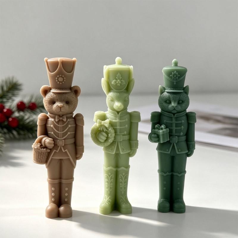 Side Slit Candle Making Form for Holiday Figure Projects, Flexible Standing Soldier Shape for DIY Winter Use and Display