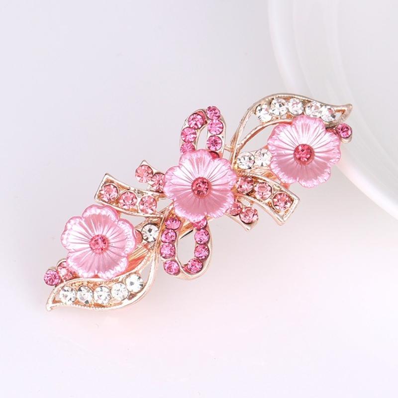 Fashionable Bow Hair Clip, Women's Pearl Flower Crystal Hairpin, Spring Clip Hair Accessory