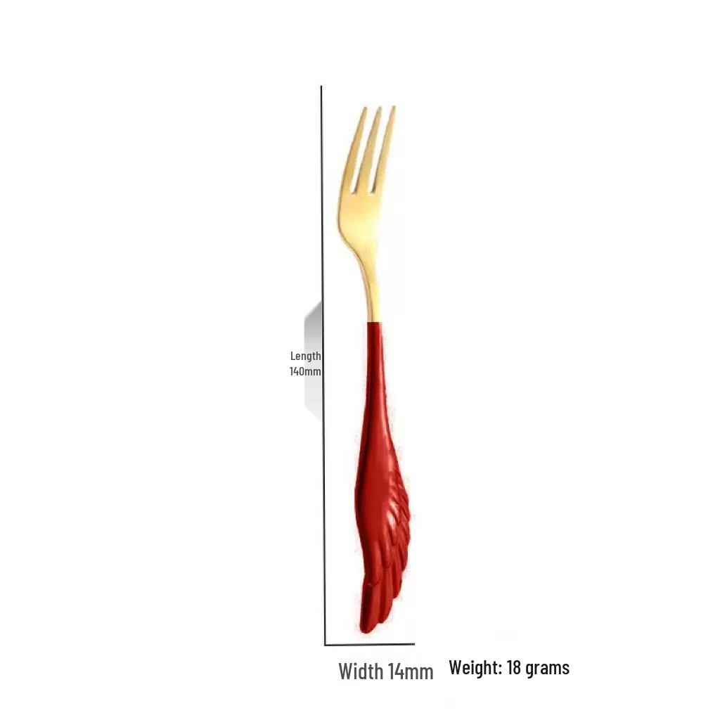 Creative 304 Stainless Steel Wing Spoon & Fork Set - 2-Piece for Dessert, Coffee & Hotels
