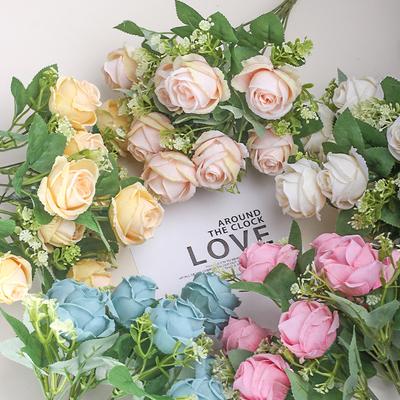 Camellia Rose Simulation Flower, Romantic Nordic Style Fake Flower Living Room Decoration Silk Flower Wedding Bouquet