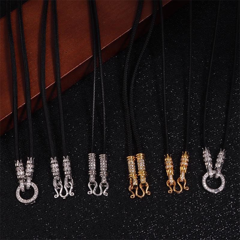 Chaîne de Pendentif Bouddhiste Thaïlandais Réglable Corde de Collier Simple Avec Boucle Cercle de Lotus en Zirconium Micro-Diamant
