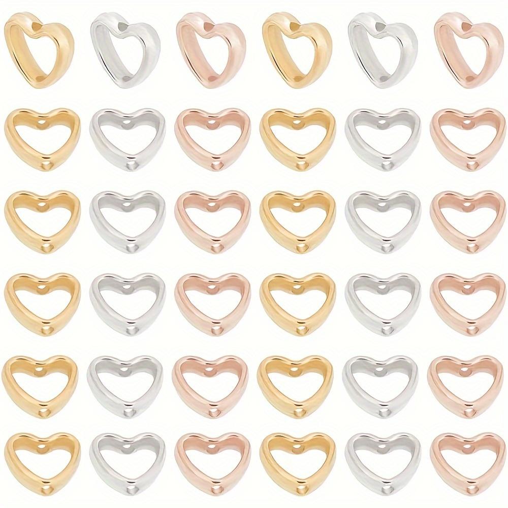 50/100/200pcs Peach Heart Shaped Heart-shaped Double Hole CCB Interval Bead Romantic Hollow Peach Heart Pendant DIY Necklace Bracelet Accessories