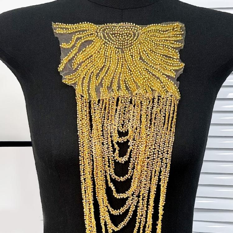 Pair Of Sequins Fringe Shoulder Patches For Party Attire Comfortable Long Wear Decorative Accent