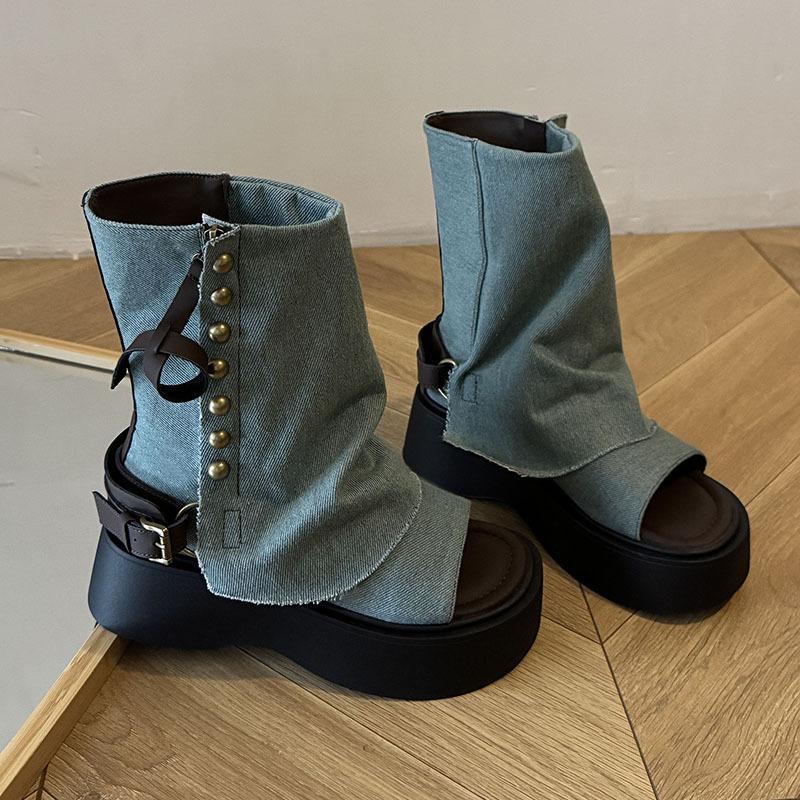Martin boots women's British style summer 2025 new platform boots explosion small solid color high sandals