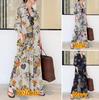 Printed Dress Japanese And Korean Style Cotton Lapel Long Sleeve Pocket Loose Comfortable Casual Summer Long Shirt Dress