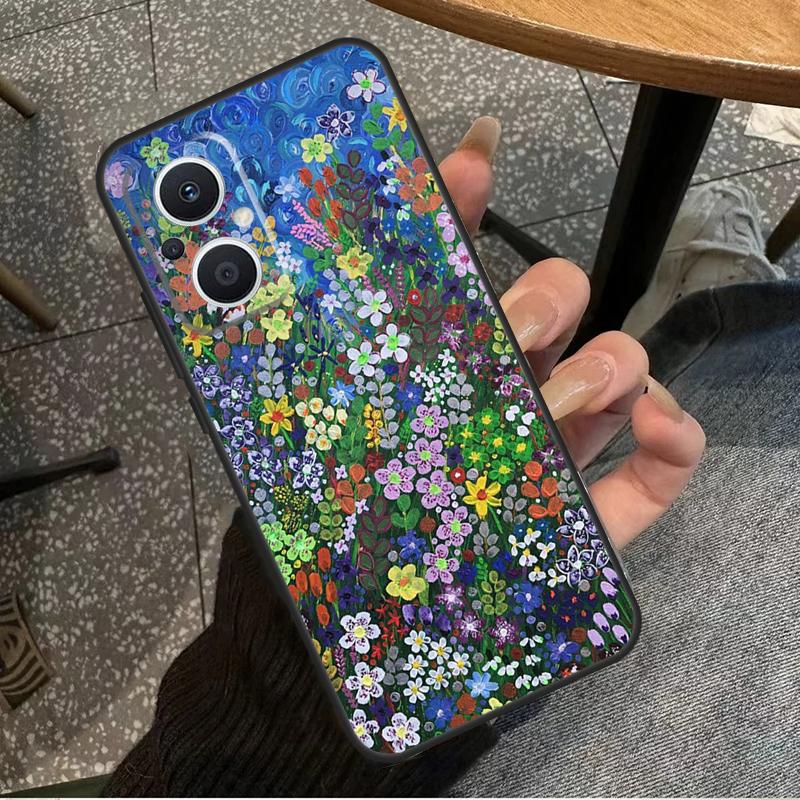 Colourful Flower Painting Art For OPPO Reno 14F 13F 12F 11F 10 11 12 13 14 Pro 7 8 Lite 8T OPPO Find X5 X6 X8 X9 Pro Case