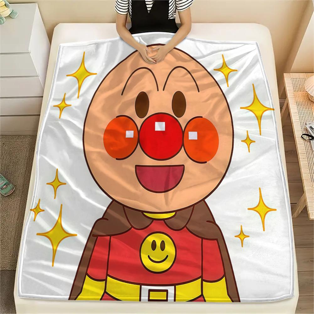 1PC Anpanman Print Flannel Blanket, High quality All Seasons, Home Decor, Warmth and Comfort, Perfect for Christmas Gifts