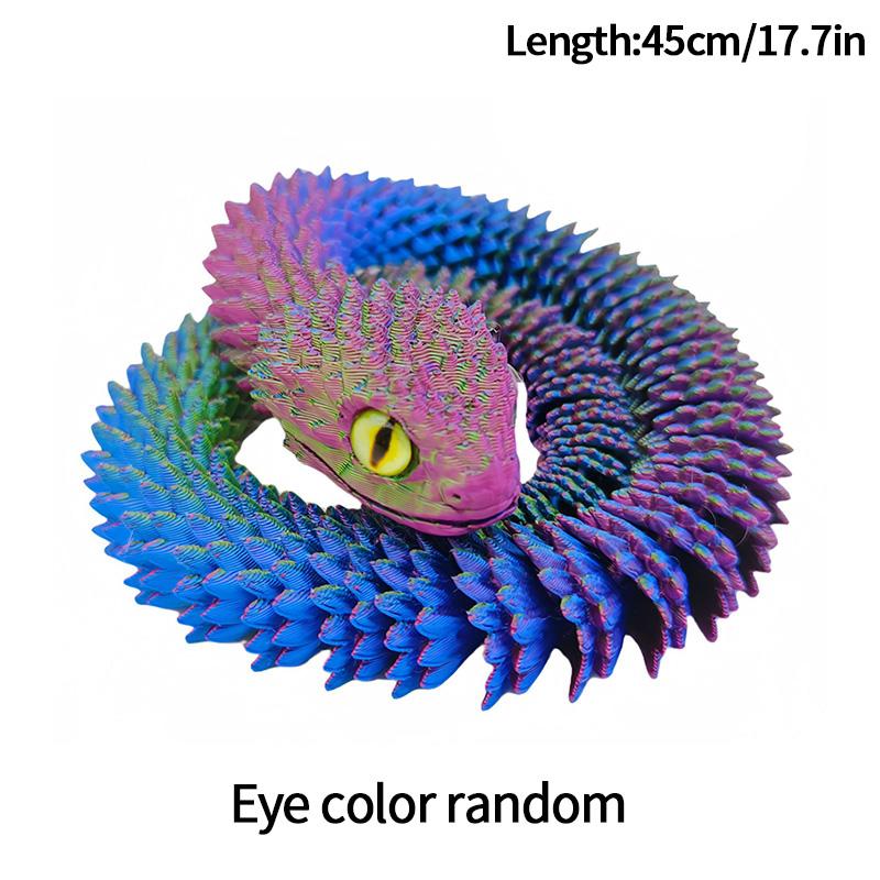 3D Printed Snake 3D Printing Fidget Animals Crystal Viper Snake Model Movable Joint Simulation Desk Toys Car Ornaments Kids Gift