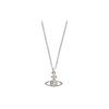 Studded Flat Saturn Brass Crystal Necklace Women Necklace Silver 63020052W110