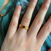 Elegant Red Wheat Ear Synthetic Ring: Women's Luxury Gold Fashion Jewelry