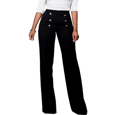 Herbst Winter Neue Freizeithose Knopf Einfarbig Hose Bootcut