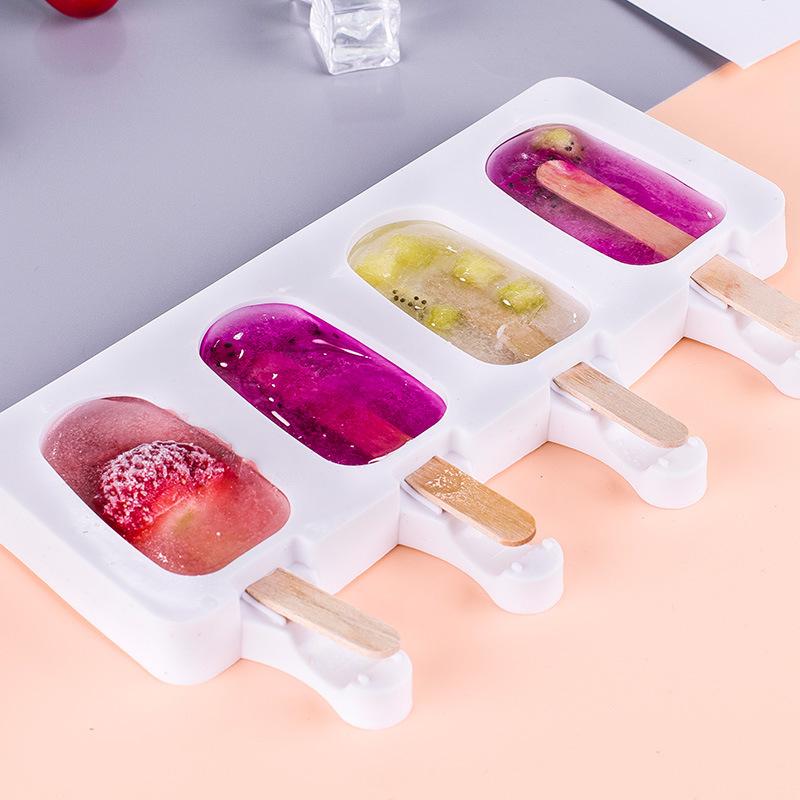4 Cell Silicone Mold Ice Cream Mold Ice Tray Mold Popsicle Mold DIY Ice Cream Mould Ice Pop Maker Mould Ice Cube Tray Ice Mold