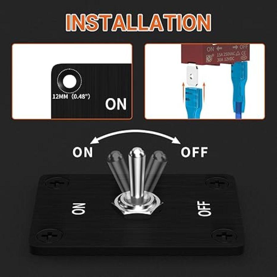 Heavy Duty Waterproof Toggle Switch 12V DC 30A 2 Pin SPST ON/Off Toggle Switch W