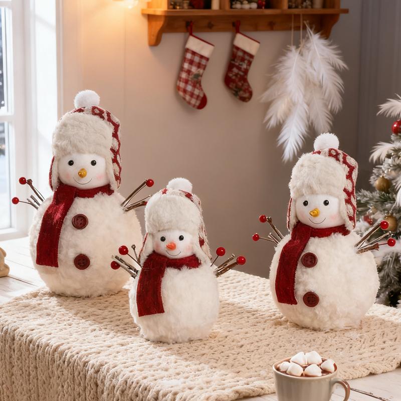 Christmas Snowman Ornaments Cute Plush Doll Kids Gifts 2025 Merry Christmas Decoration for Home New Year Party Supplies