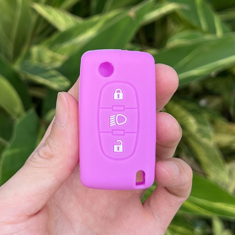 Silicone Car Key Cover for Citroen C4 2008 Picasso Berlingo C3 C5 X7 Xsara C6 C8 Folding 3 Button Key Case Cover Protection