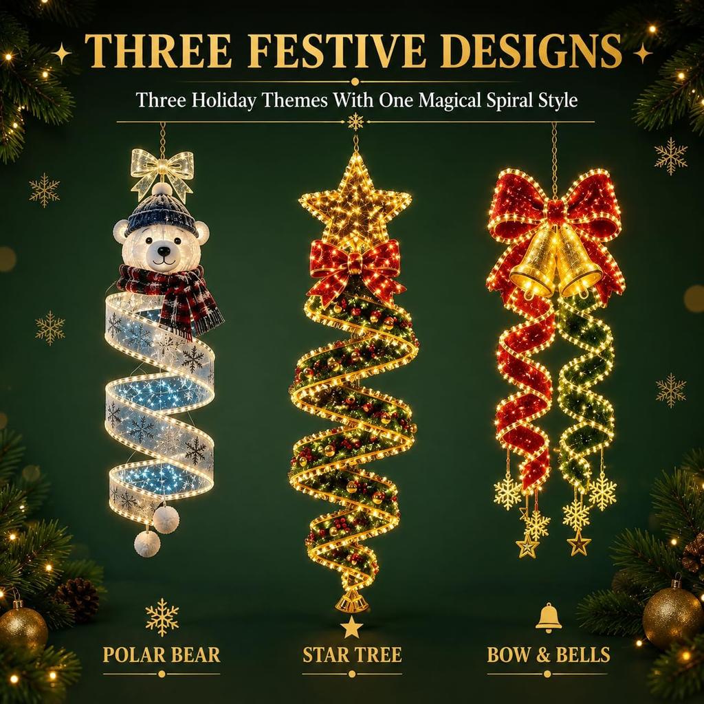 Christmas spiral chandelier series holiday porch LED decoration five-pointed star