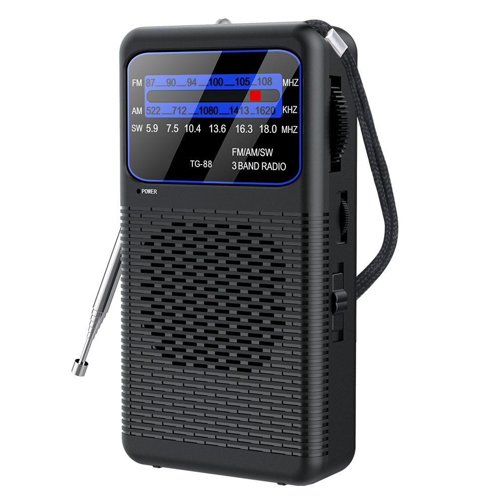 Emergency Pocket Radio FM AM SW Radio Type-C Rechargeable Transistor Radio with HD Display Screen Pointer Pocket Radio for Elder