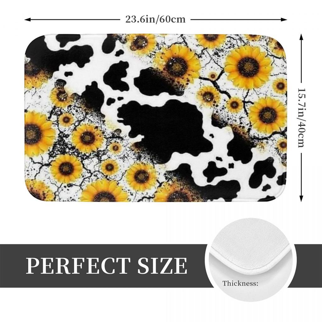 Cows And Sunflowers Anti-slip Doormat Floor Mat Antiwear Carpet Rug for Kitchen Entrance Home Bathroom Living Room Footpad Mats