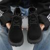 Fashion Brown Mens Derby Shoes Chunky Platform Sole Big Round Toe Lace-up Suede Leather Retro Vintage Work Shoes Anti-Slip Comfortable