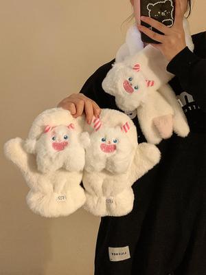 Gants d'hiver coréens mignons monstres chauds en velours à doigts entiers pour étudiants: Coupe-vent et résistant au froid