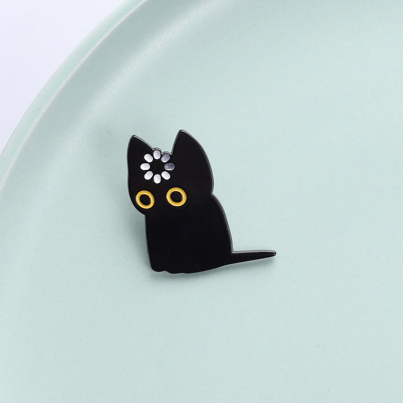 Cute Black Cat Enamel Pin Cartoon Metal Brooch Collar Pin Badge Backpack Clothing Decor Fashion Accessory Gift For Daily Wear