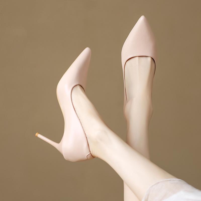 Women's Black Professional Pointed Stilettos - 2024 Spring Collection, Celebrity Style, Niche Elegance