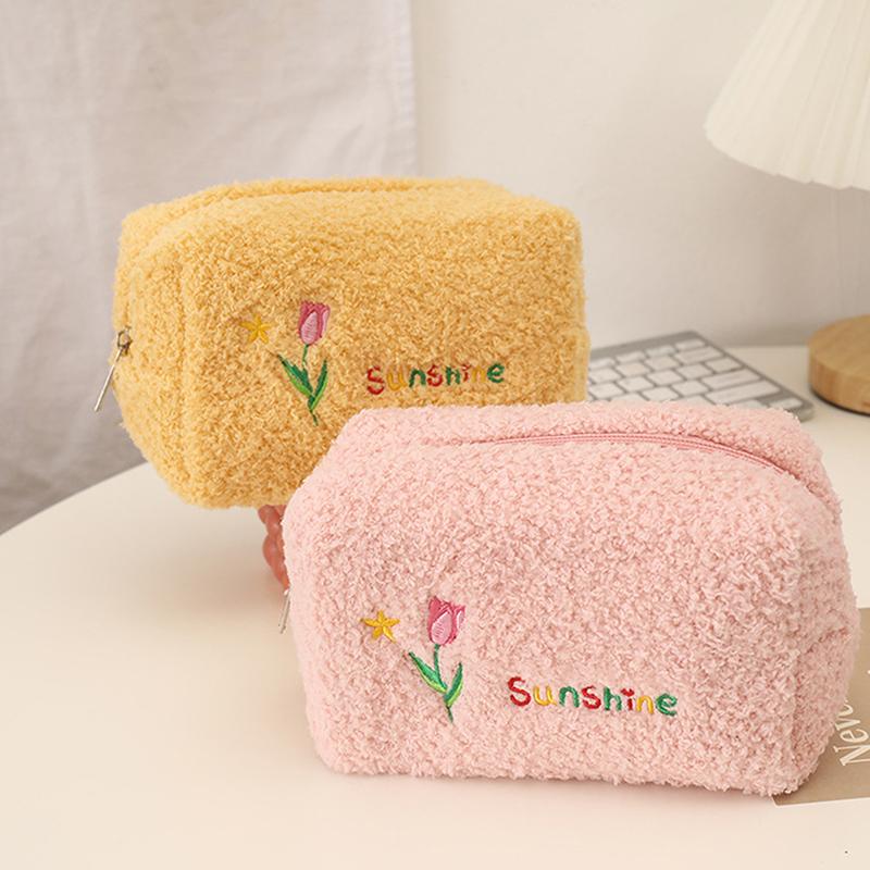 New Plush Storage Bag, Golden Fragrance Makeup Bag, Large Capacity, High-end Toiletries, Portable Travel Japanese Makeup Bag