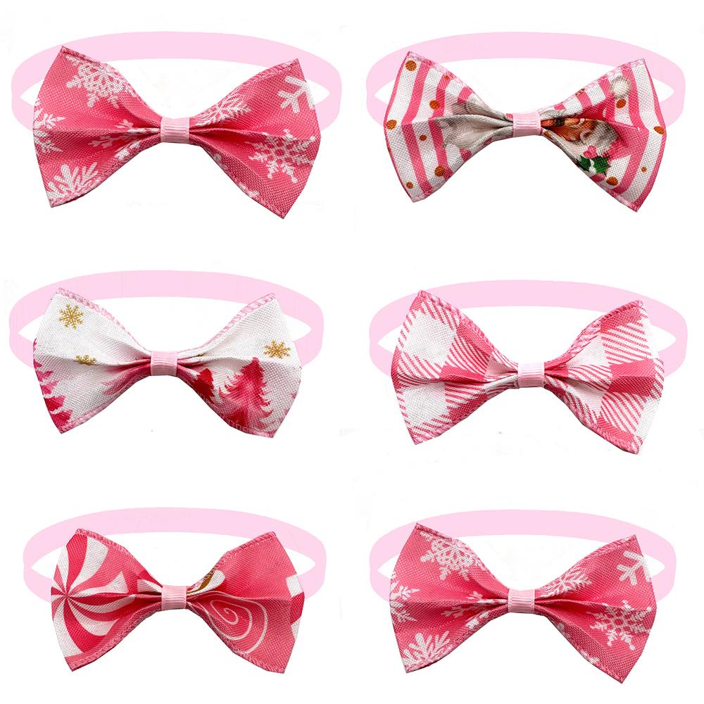 50/100pcs Christmas Dog Grooming Bowties Ties Pink Style Dog Bowties Adjustable Pets Accessories Bow Ties Bowknots for Xmas