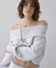Sio Foldover Off-Shoulder Zip-Up Melange Gray