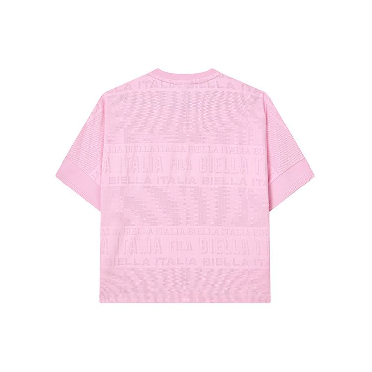 FILA Solid Color Letter Print Loose Casual Short Sleeve T-Shirt Women Tops Pink F11W224101FPK