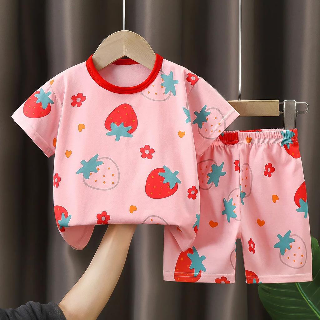 T-Shirts Bequeme Shorts Polyester Lässig Tägliche Kleidung Für Mädchen Set Baby Sommer Outfits Cartoon Jungen Kurzarm