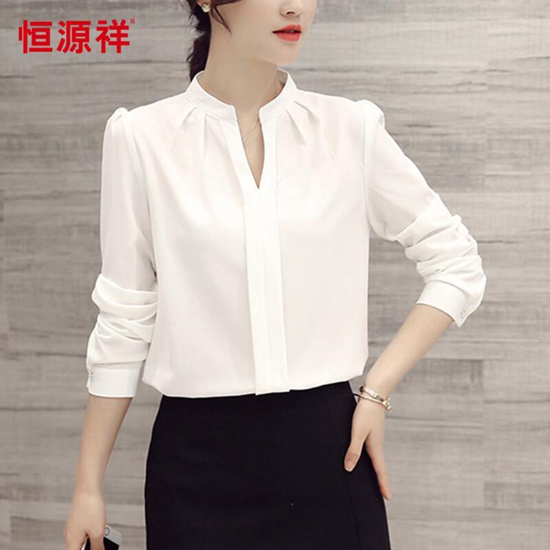 Hengyuanxiang Women s V-Neck Long-Sleeve Pullover Shirt L