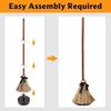 Retro Straw Witch Broom Electric Toy, with Touch Activated Swinging Prop, Spooky Secret Room Props Broom, for Halloween Party Courtyard Display Movie