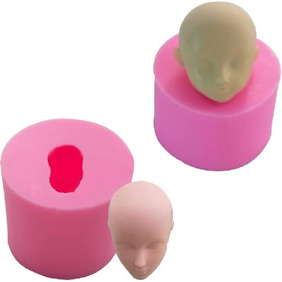 3D Doll Head Baby Face Silicone Cake Molds Model Handmade Soap Clay Plaster Mold Fondant Chocolate Gummy Biscuit Sugar Craft Mould DIY Cake
