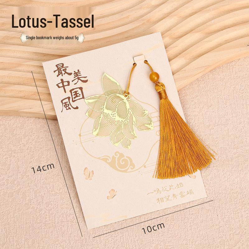 Exquisite Hollow Metal Bookmark with Pendant – Brass Creative Gift for Students