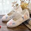 Women's Embroidered Hanfu Round Toe Flats - Retro Style, White Sole