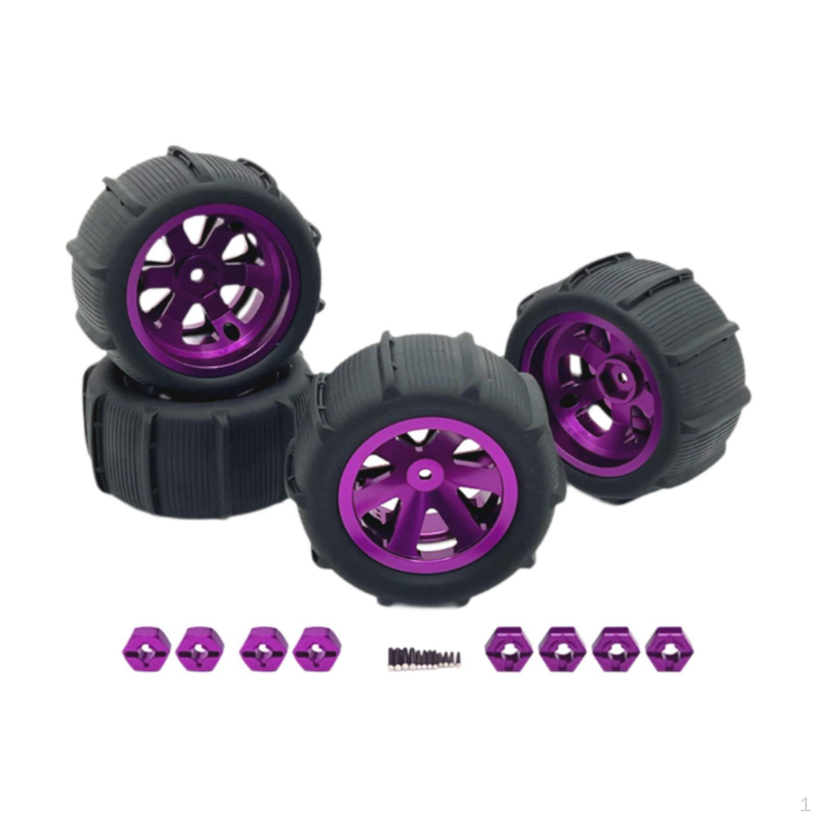 

4 Pieces RC Car Wheels and Tires Crawler Easy to Install Wheel Rim Replacement фіолетовий