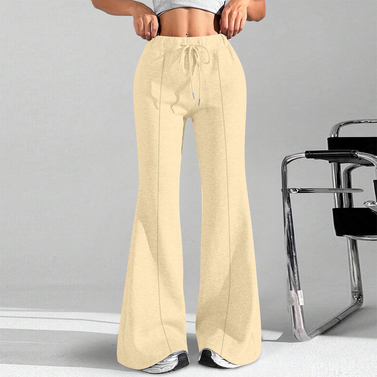 

Женские модные свободные брюки-карго с завязками на талии, однотонные, расклешенные S бежевый