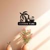Personalized Tropical Beach Metal Sign, Custom Family Monogram Wall Decor for Poolside Patio Garden