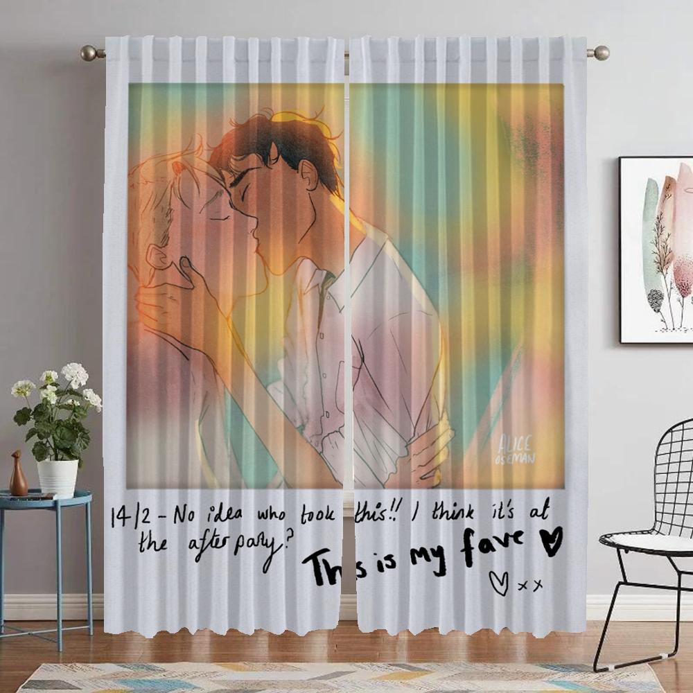 Heartstopper Curtains Child Room Blackout Curtain for Room 2 Panel Shades Tulle for Bedroom Halloween Decoration Partition Home