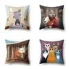 Polyester Pillowcase Cartoon Printed Animal Peach Leather Velvet Pillowcase Waist Cover Car Waist Cushion Cover